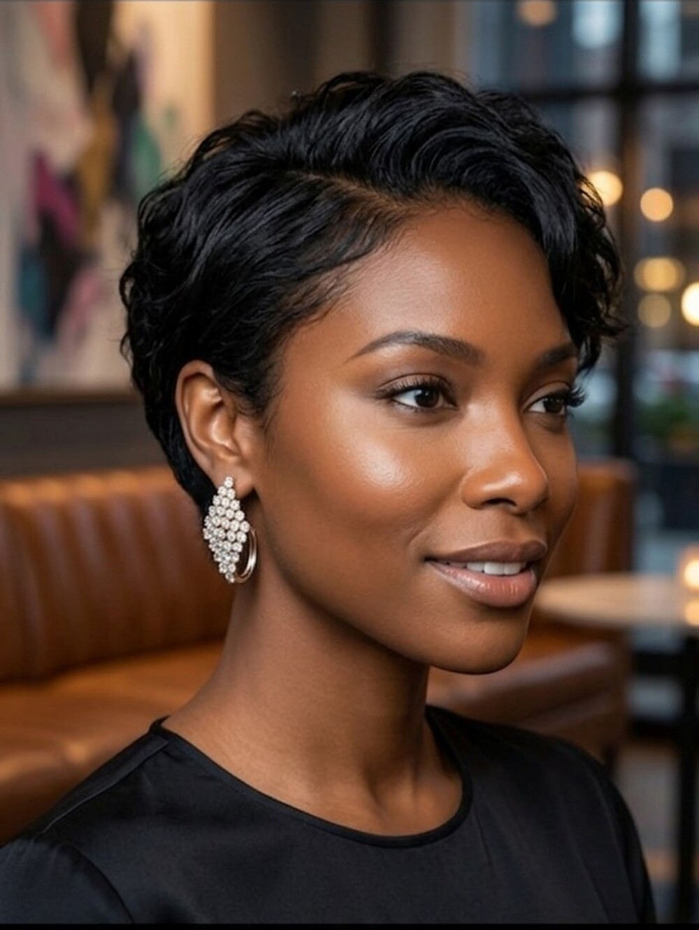 Gold-tone Rhinestone Chandelier Statement Pierced Wide Hoop Earrings